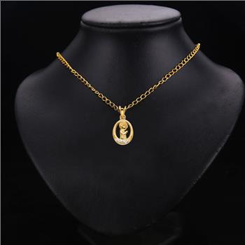 14K Yellow Gold cubic zirconia Boy Praying Pendant