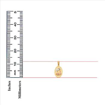14K Tri Color Gold Religious Baptism Pendant Oval  Pendant