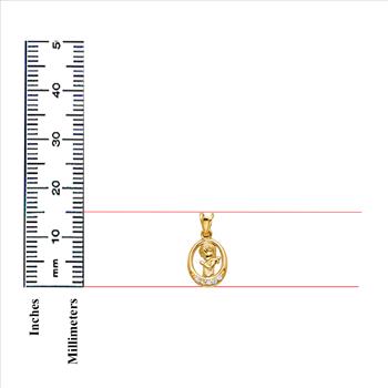 14K Yellow Gold cubic zirconia Girl Praying Pendant