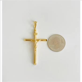 14K Real Yellow Gold Jesus Christ Crucifix Cross INRI Pendant