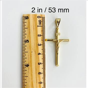 14K Real Yellow Gold Jesus Christ Cross Pendant  INRI Crucifix Cross