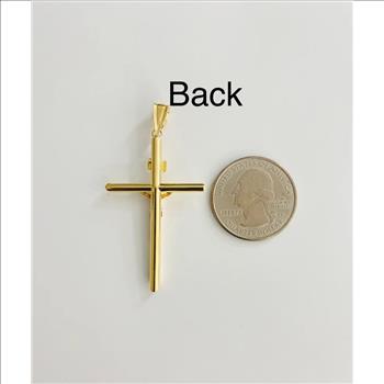 14K Real Yellow Gold Jesus Christ Cross Pendant  INRI Crucifix Cross