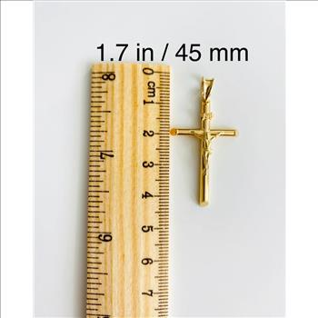 14K Real Yellow Gold Jesus Christ Crucifix Cross Pendant INRI Cross