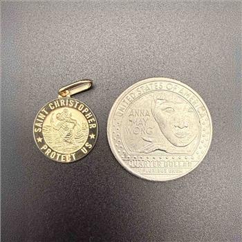 14K Yellow Gold St. Christopher Round Medal