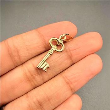 14K Yellow Gold Hollow Key Pendant