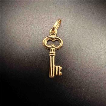 14K Yellow Gold Hollow Key Pendant