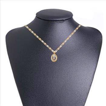 14K Tri Color Gold 15 Years Heart Pendant with 14K Tri Color Gold 1.5mm Valentono Chain - 16 Inch