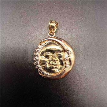 14K Tri Color Gold Moon & Sun Pendant