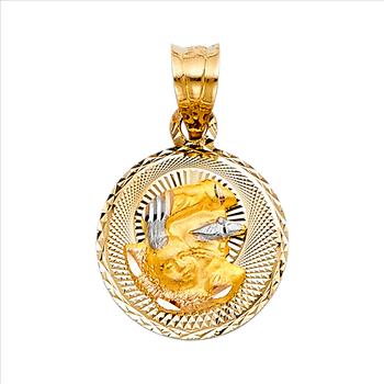 14K Tri Color Gold Religious Stamp Pendant