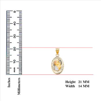14K Two Tone Gold Religious Stamp Pendant