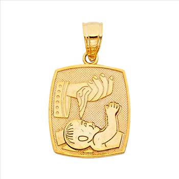 14K Yellow Gold Baptism Pendant