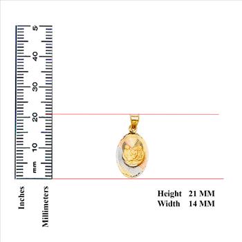 14K Tri Color Gold Religious Stamp Pendant