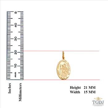 14K Yellow Gold St. Christopher Religious Pendant - 21 mm x 15 mm