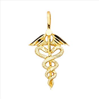 14K Yellow Gold Symbol of Medical SERVICE Pendant