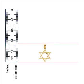 14K Yellow Gold Star of David Pendant - 17 MM x 15 MM