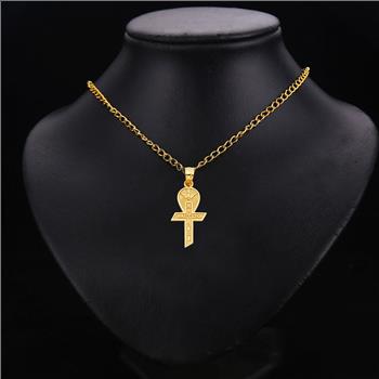 14K Yellow Gold Religious Baptism Cross Pendant - 19 mm X 06 mm