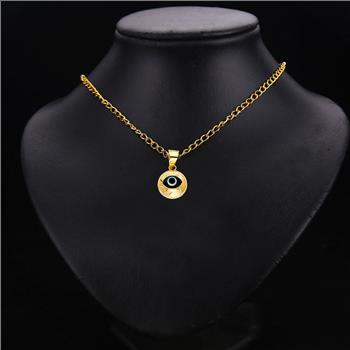  14K Yellow Gold Evil Eye Fluted Pendant - 10.5 mm X 10 mm 