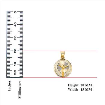 14K Yellow Gold Diamond cut Jesus Stamp Religious Pendant - 20 mm X 15 mm