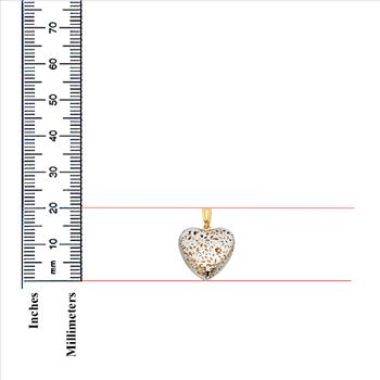 14K Two Tone Yellow and White Gold Flower Heart Pendant - 20 mm X 21 mm
