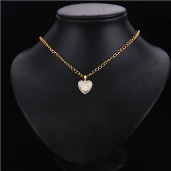 14K Two Tone Yellow and White Gold Flower Heart Pendant - 20 mm X 21 mm