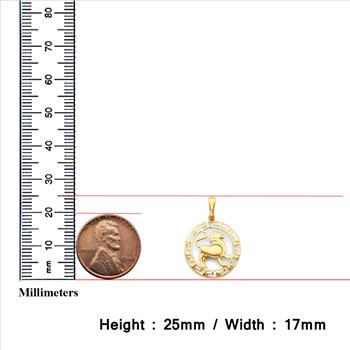14k Yellow Gold Round Leo Zodiac Sign Horoscope Constellation Pendant