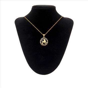 14k Yellow Gold Round Leo Zodiac Sign Horoscope Constellation Pendant