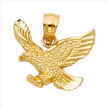 14K Yellow Gold Eagle Pendant - 13 mm X 15 mm