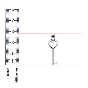 14K White Gold Key to My Heart Pendant - 28MM x 10MM