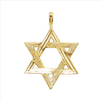 14K Yellow Gold Star of David Pendant - 25 MM x 22 MM