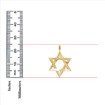 14K Yellow Gold Star of David Pendant - 25 MM x 22 MM