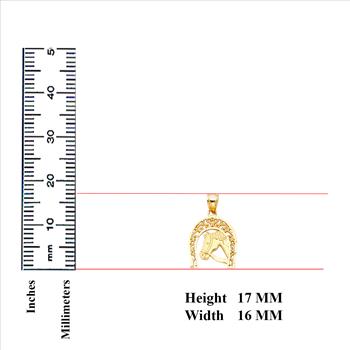 14K Two Tone White Yellow Gold Lucky Horsehoe Pendant - 17 mm X 16 mm