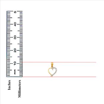 14K Yellow Gold Cubic zirconia Heart Pendant - 11 mm X 10 mm