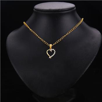 14K Yellow Gold Cubic zirconia Heart Pendant - 11 mm X 10 mm