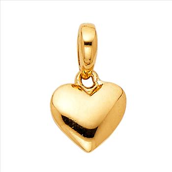14K Yellow Gold Heart Pendant - 7 mm X 8 mm