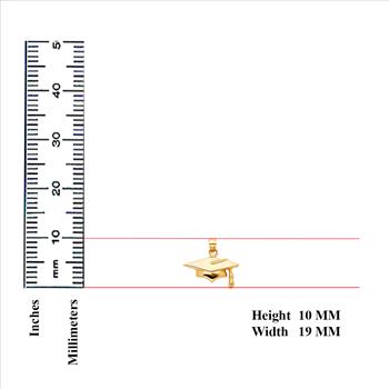 14K Yellow Gold Graduation Hat Pendant- 10 mm X 19 mm