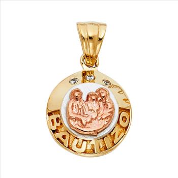14K Two Tone Gold Baptism Pendant