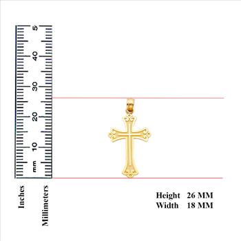 14K Yellow Gold Budded Cross Pendant