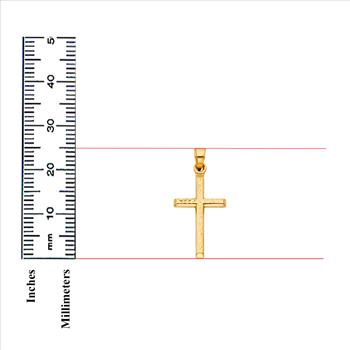 14K Real Yellow Gold Religious Cross Pendant - 25 mm x 16 mm