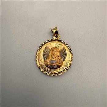 14K Tri Color Gold Religious Stamp Pendant