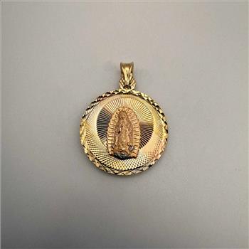 14K Tri Color Gold Religious Stamp Pendant