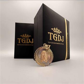 14K Tri Color Gold Religious Stamp Pendant