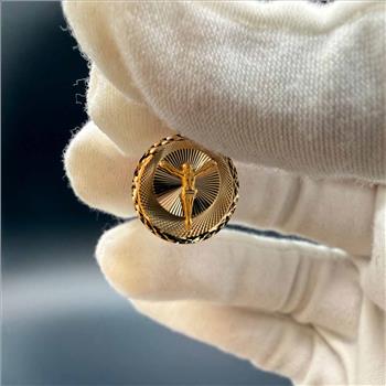 14K Tri Color Gold Religious Stamp Pendant