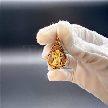 14K Tri Color Gold Religious Stamp Pendant