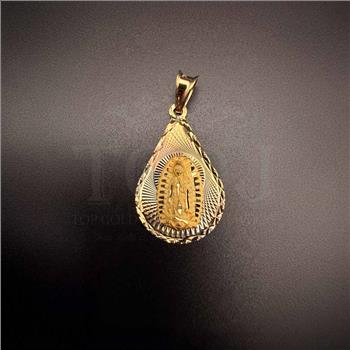14K Tri Color Gold Religious Stamp Pendant