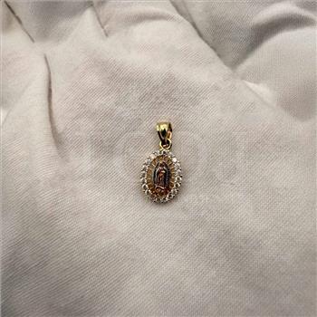 14K Tri Color Gold cubic zirconia Religious Pendant