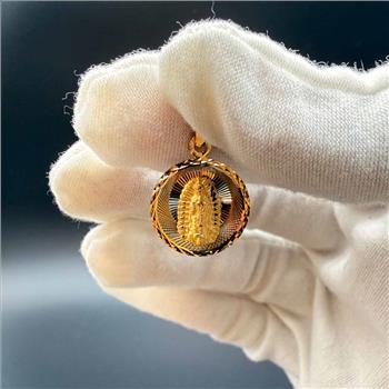 14K Tri Color Gold Religious Stamp Pendant