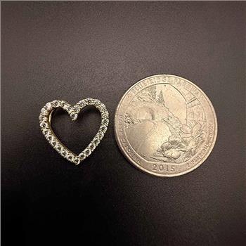 14K Yellow Gold cubic zirconia Heart Pendant