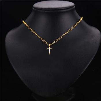 14K Two Tone Yellow and White Gold Crucifix Pendant - Suitable for Men & Women - 20 mm X 12 mm