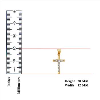 14K Two Tone Yellow and White Gold Crucifix Pendant - Suitable for Men & Women - 20 mm X 12 mm