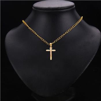 14K Two Tone Yellow and Rose Gold Crucifix Pendant - Suitable for Men & Women -  25 mm X 17 mm